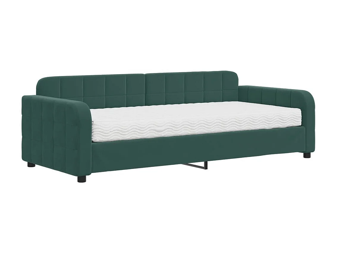 Sofá-cama 90x200 cm com colchão veludo verde-escuro PT959674