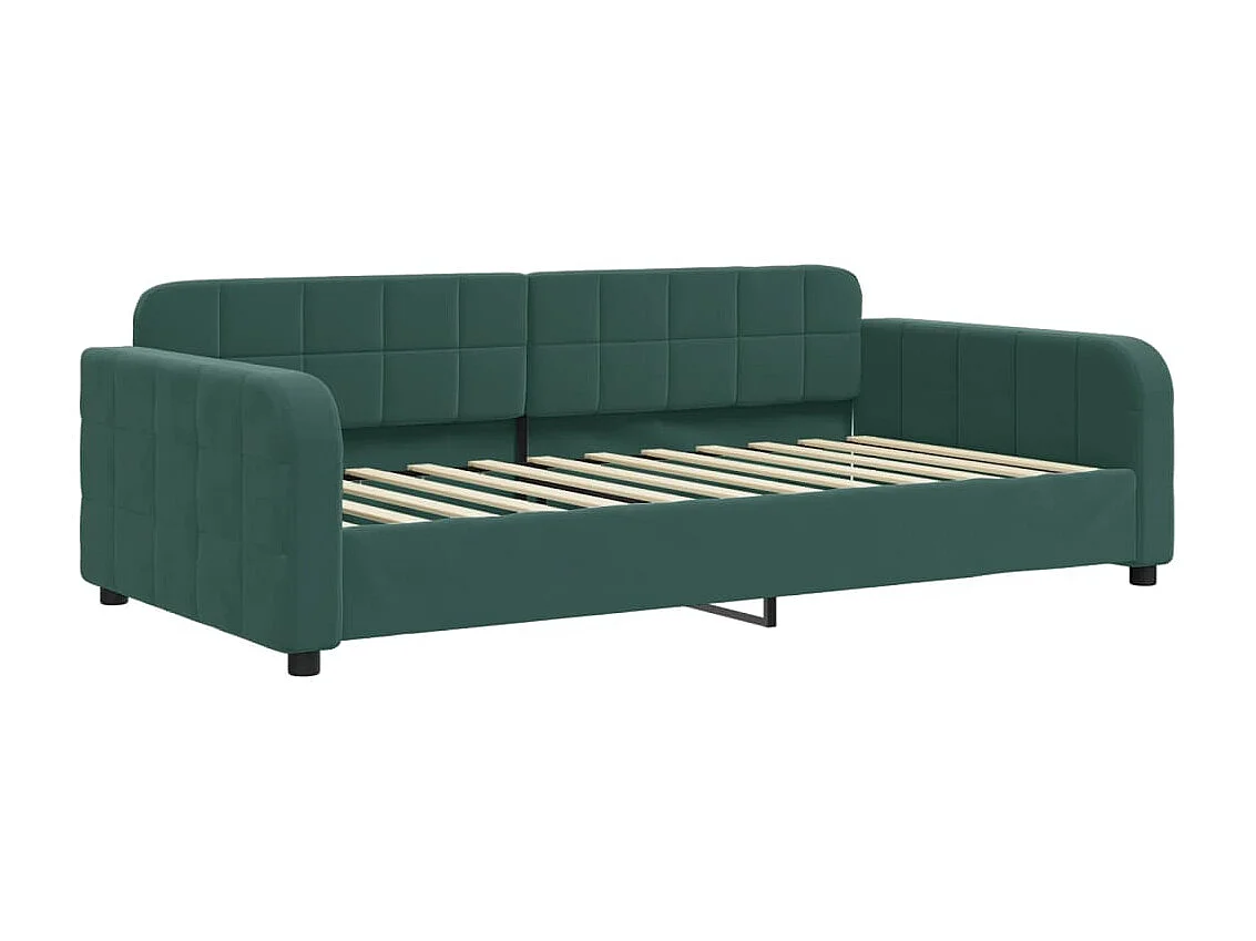 Lit - 90x200 cm avec matelas vert foncé velours ASW25047
