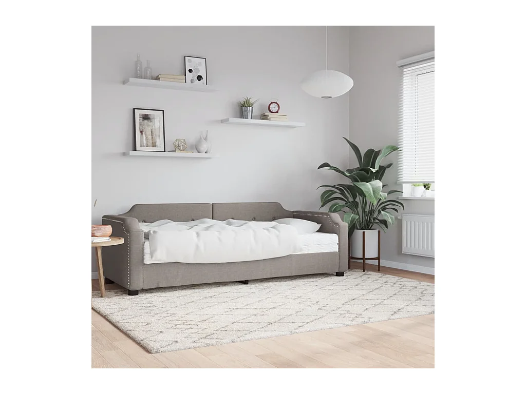 Lit - 80x200 cm avec matelas taupe tissu WVGQ4626