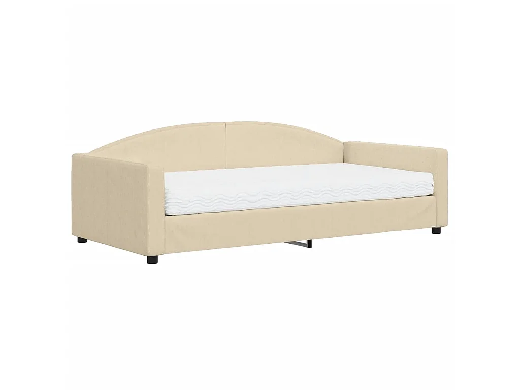 Lit - 100x200 cm avec matelas crème tissu WVGQ3707
