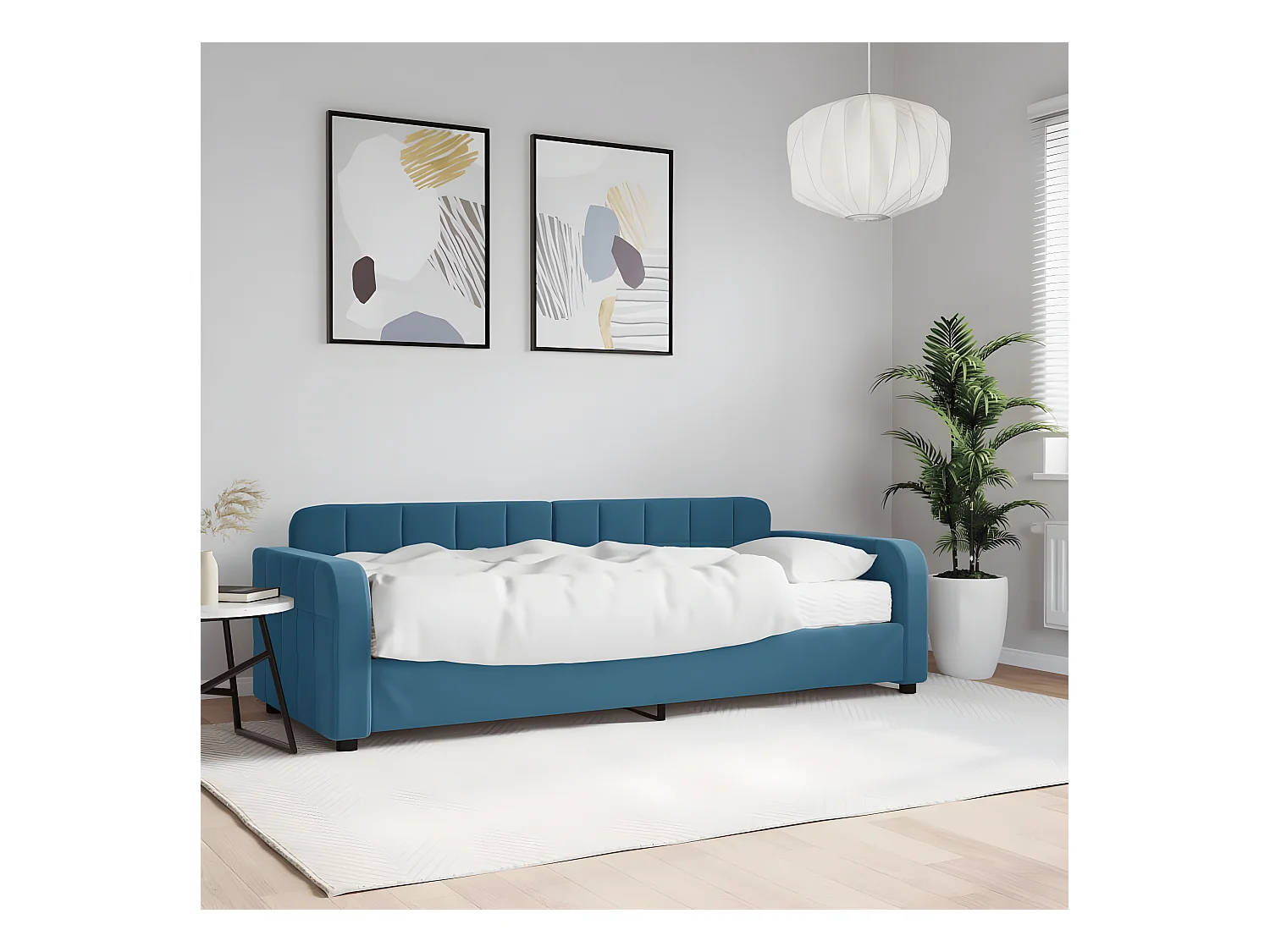 Lit - 80x200 cm avec matelas bleu velours WVGQ5032