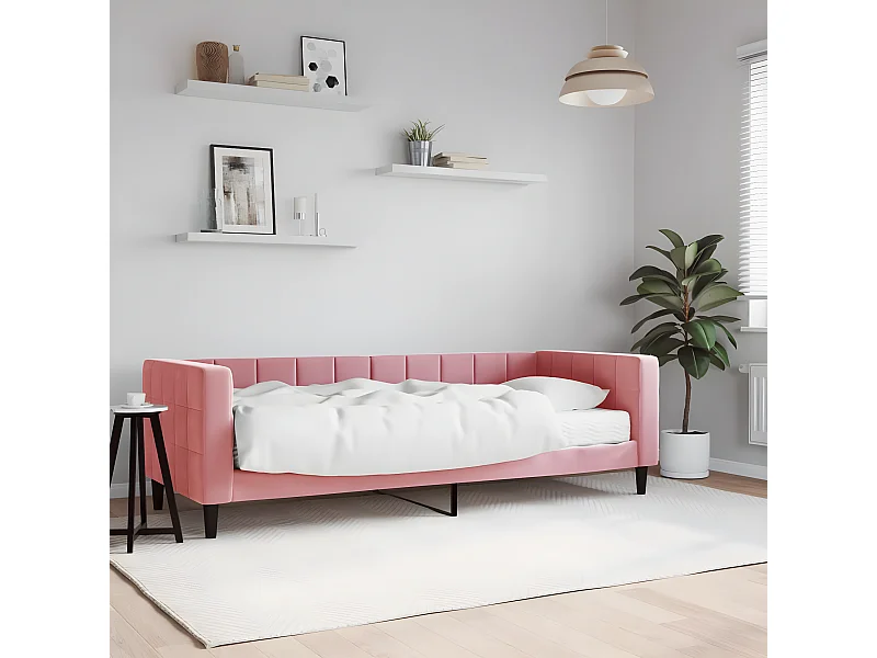 Sofá-cama 80x200 cm com colchão veludo rosa PT711028