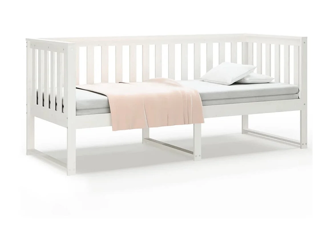 Cama 75x190 cm madeira de pinho maciça branco PT668704