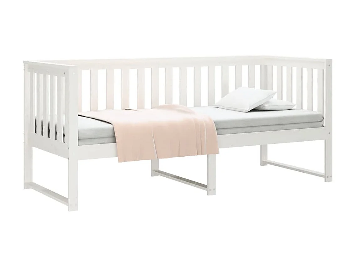 Cama 75x190 cm madeira de pinho maciça branco PT668704