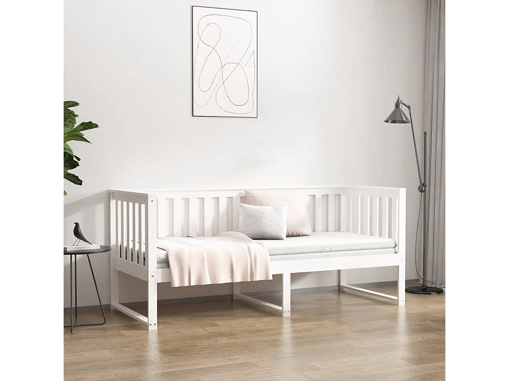 Cama 75x190 cm madeira de pinho maciça branco PT668704