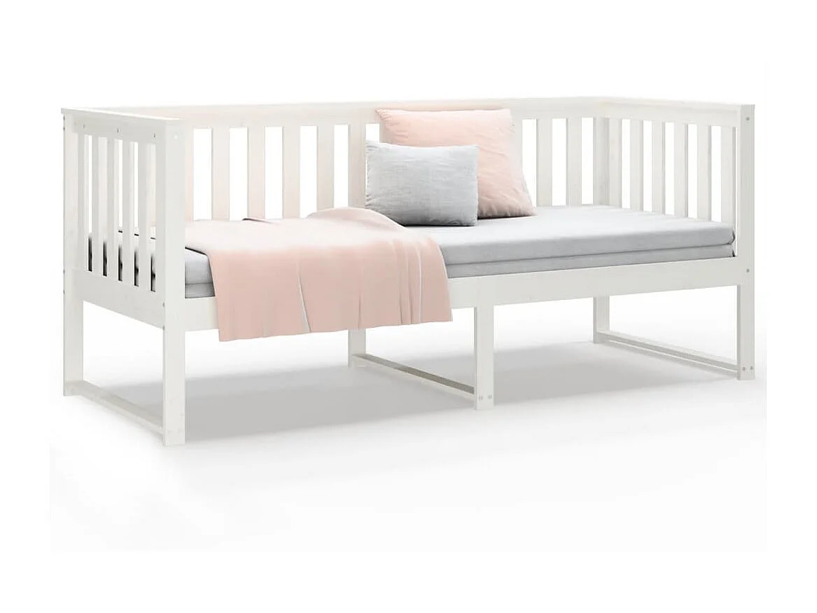 Cama 75x190 cm madeira de pinho maciça branco PT668704