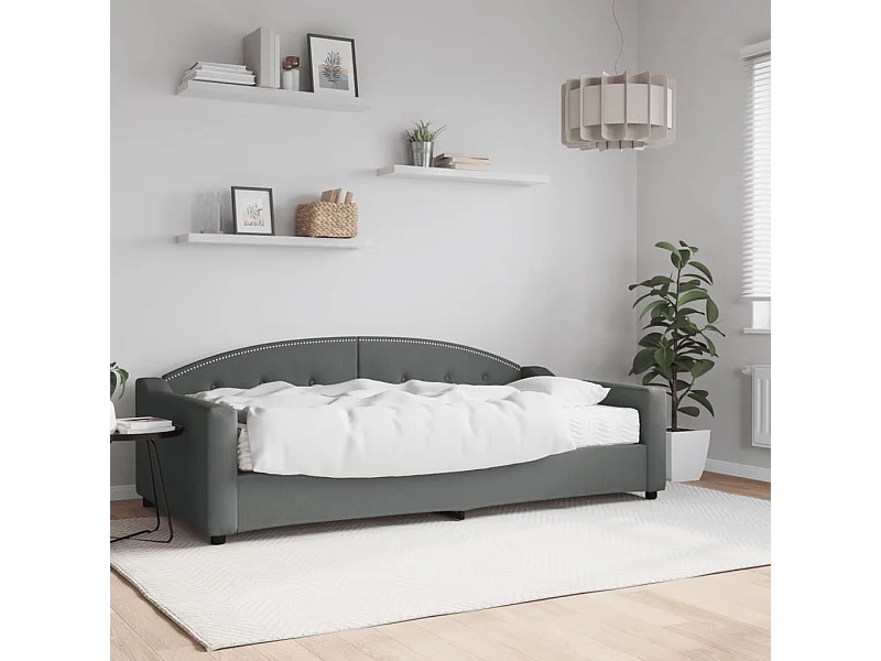 Sofá-cama 100x200 cm com colchão tecido cinzento-escuro PT711423