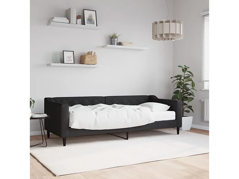 Sofá-cama 80x200 cm com colchão tecido preto PT643136