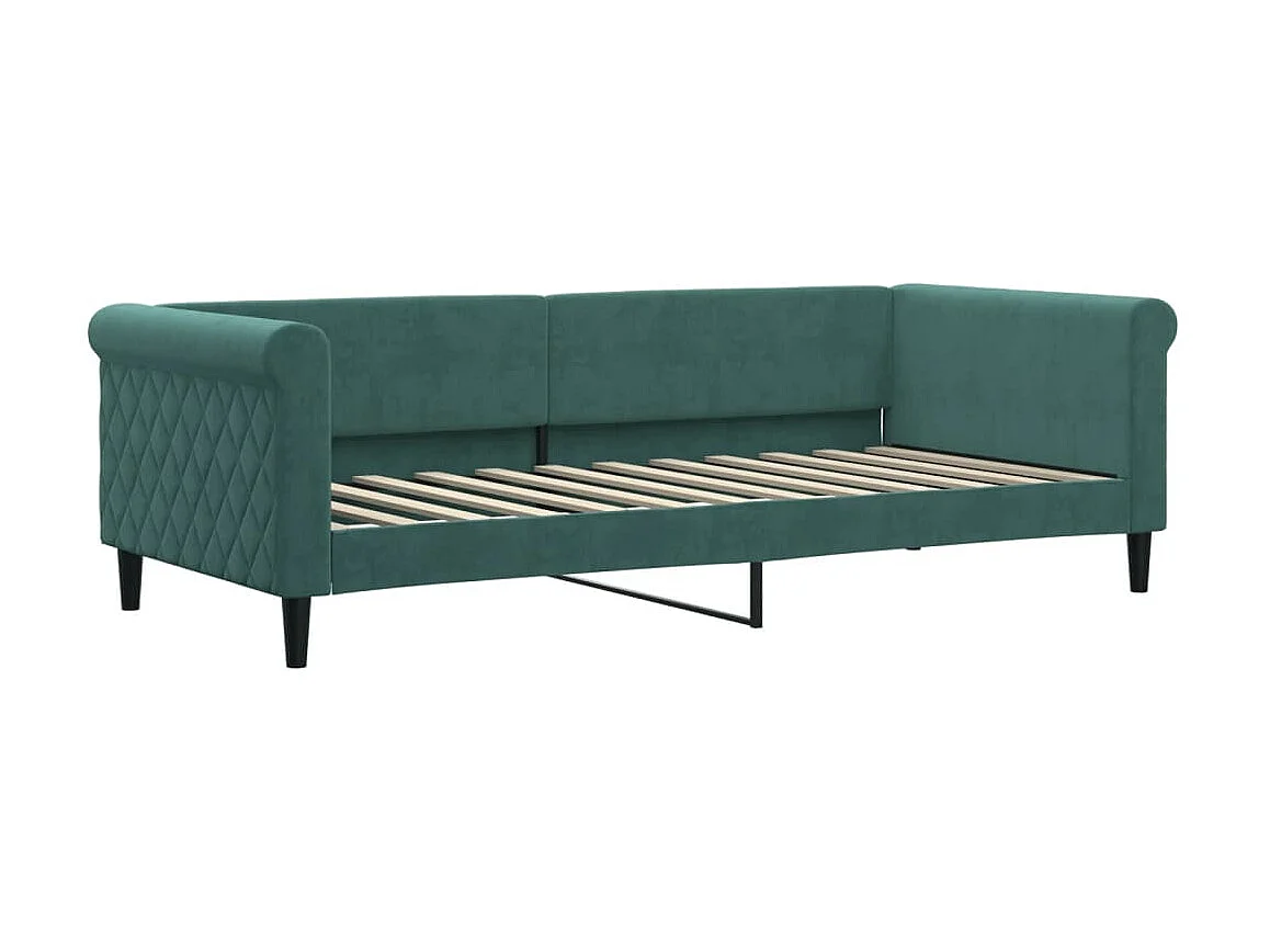 Sofá-cama 90x200 cm com colchão veludo verde-escuro PT633183