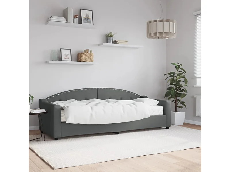 Sofá-cama 80x200 cm com colchão tecido cinzento-escuro PT903510