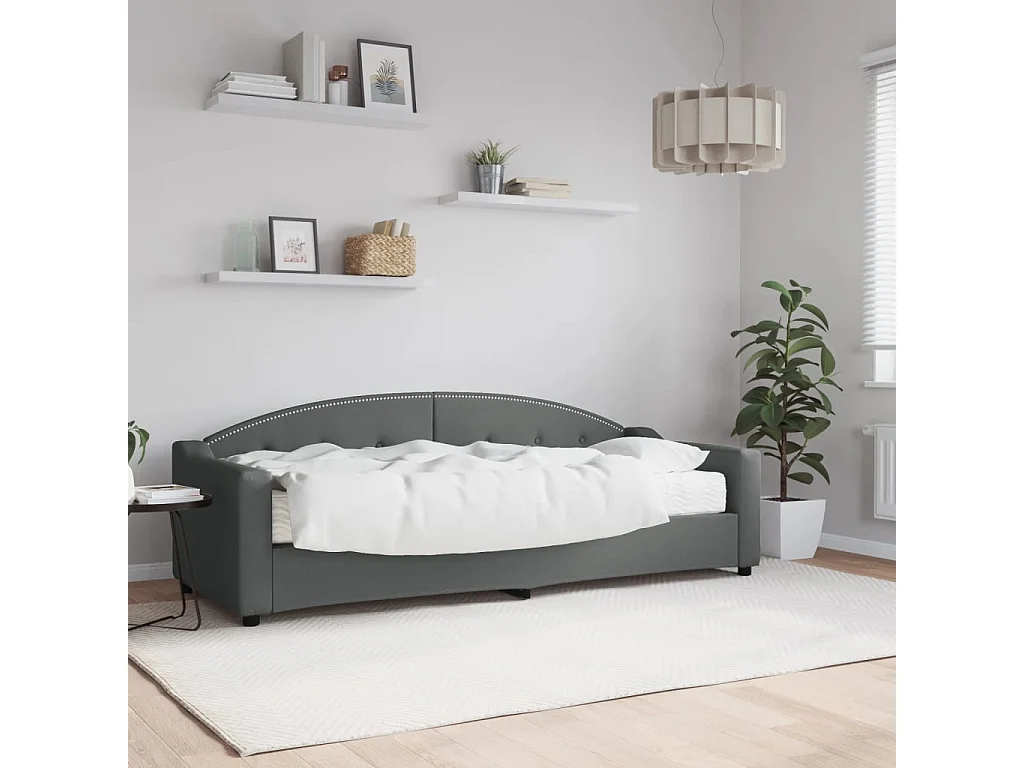 Lit - 80x200 cm avec matelas gris foncé tissu WVGQ1878