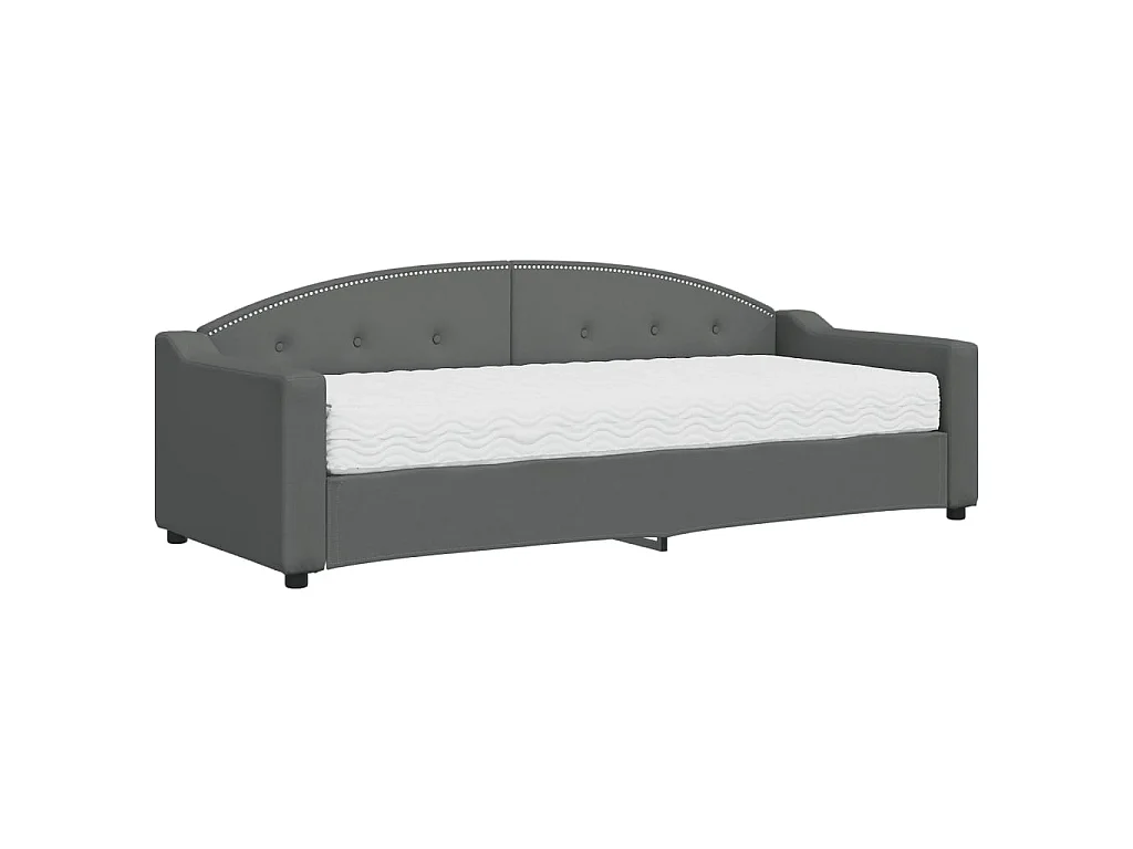 Lit - 80x200 cm avec matelas gris foncé tissu WVGQ1878