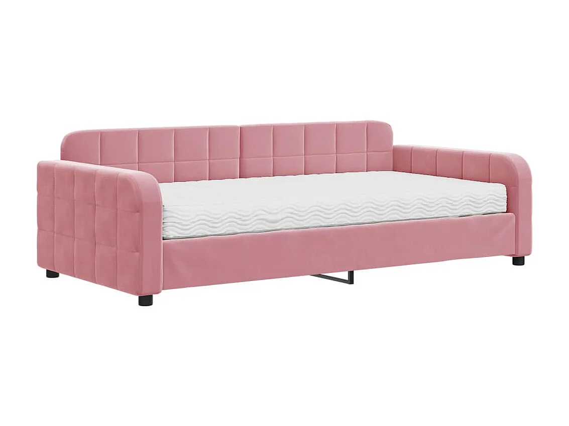 Lit - 100x200 cm avec matelas rose velours ASW13290