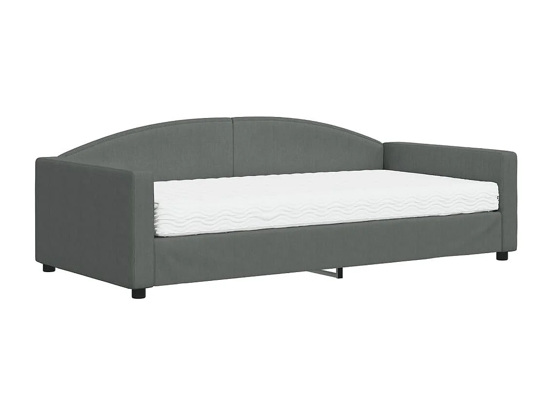 Lit - 100x200 cm avec matelas gris foncé tissu WVGQ9838