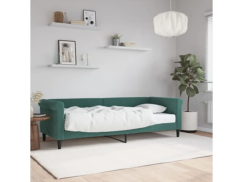 Lit - 80x200 cm avec matelas vert foncé velours WVGQ5814