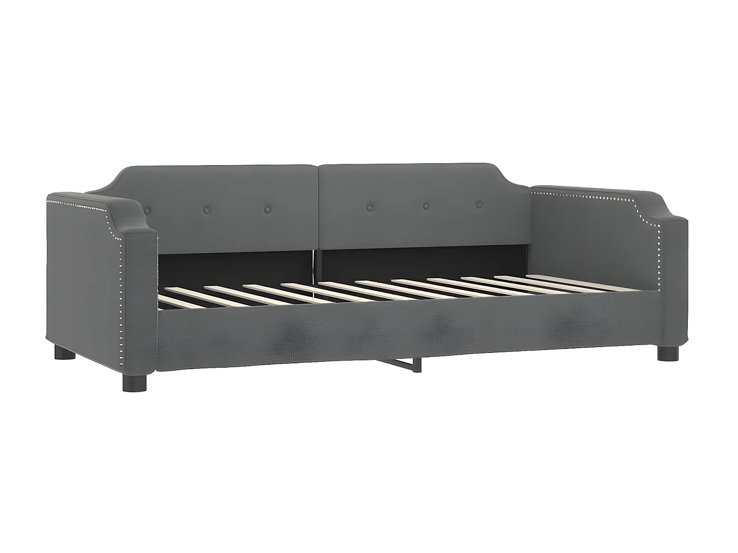 Lit - 90x200 cm avec matelas gris foncé tissu WVGQ2206