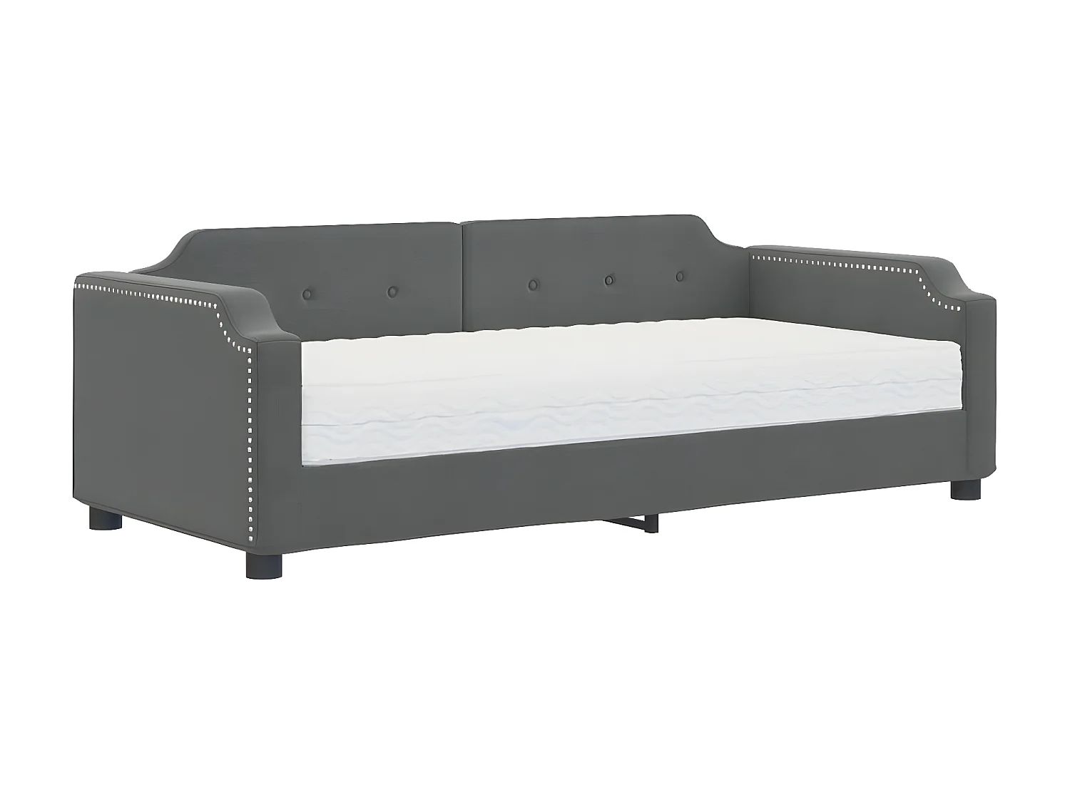 Lit - 90x200 cm avec matelas gris foncé tissu WVGQ2206
