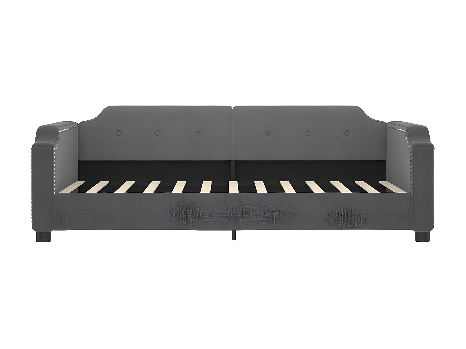 Lit - 90x200 cm avec matelas gris foncé tissu WVGQ2206