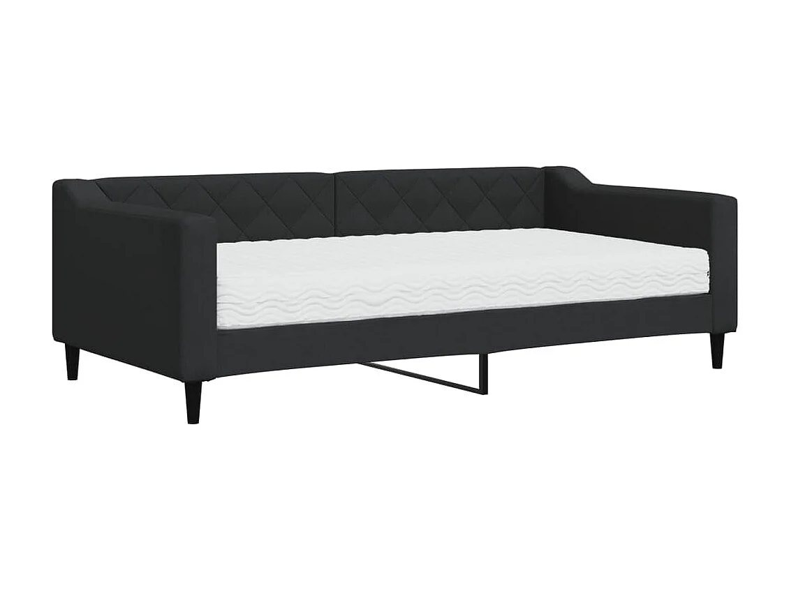 Lit - 90x190 cm avec matelas noir tissu WVGQ3211