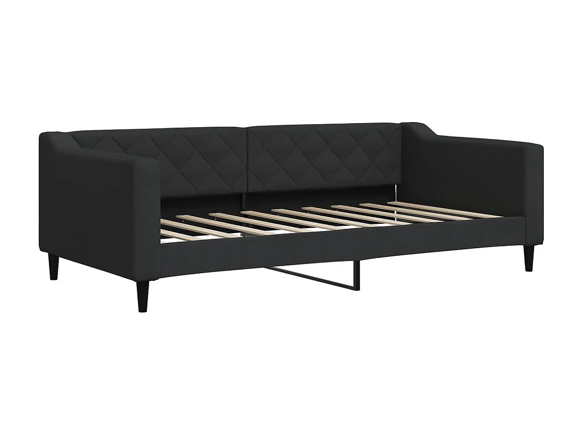 Lit - 90x190 cm avec matelas noir tissu WVGQ3211