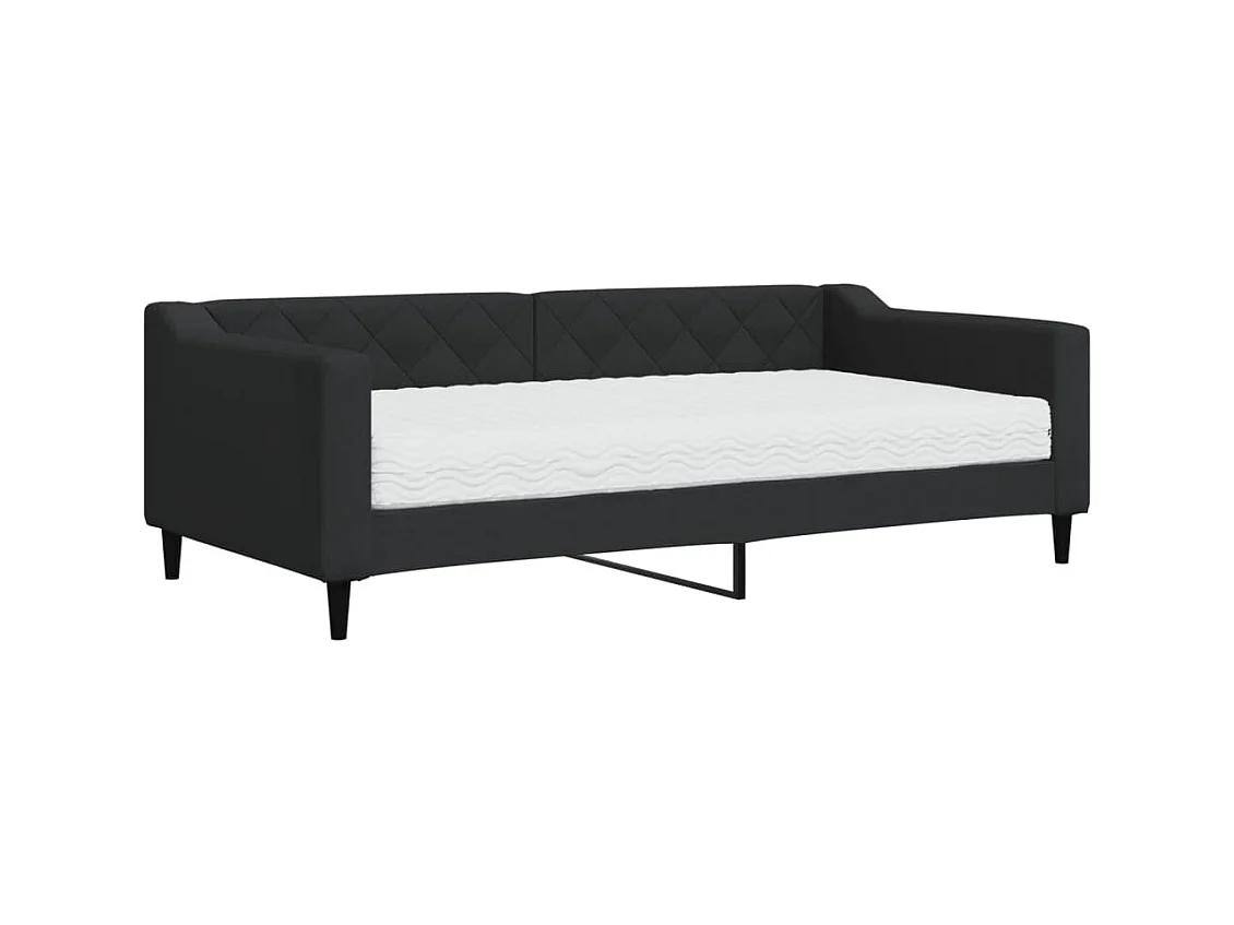 Tagesbett,Sofabett mit Matratze Schwarz 90x190 cm Stoff -gkd94987