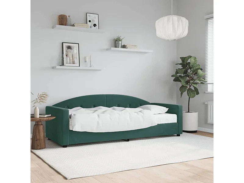 Sofá cama - 80x200 cm con colchón terciopelo verde oscuro ES89615