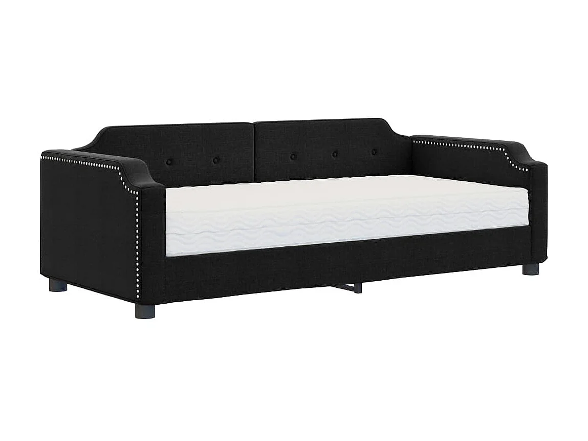 Lit - 80x200 cm avec matelas noir tissu WVGQ6063