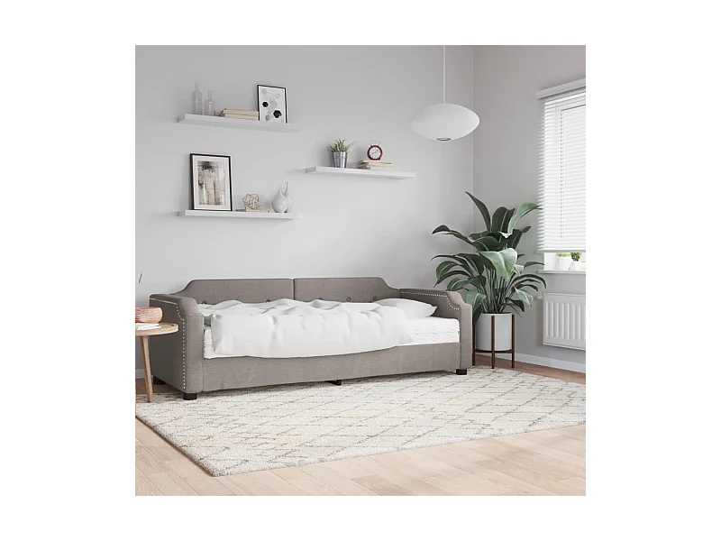 Tagesbett,Sofabett mit Matratze Taupe 100x200 cm Stoff -gkd44472