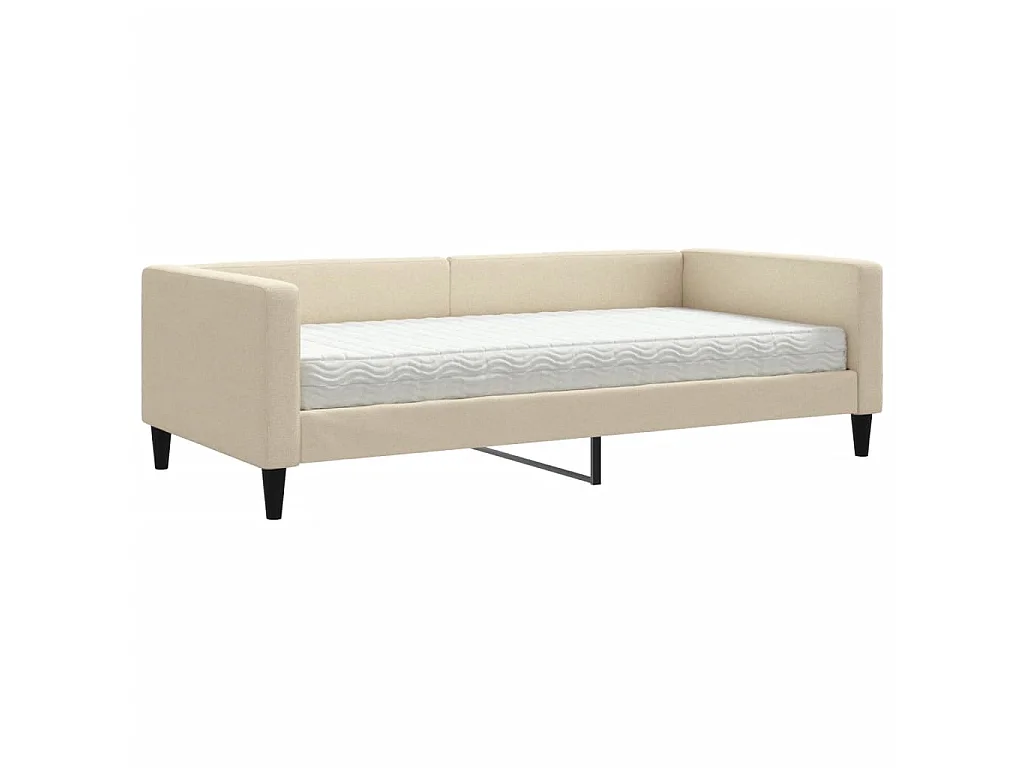 Lit - 100x200 cm avec matelas crème tissu WVGQ4050