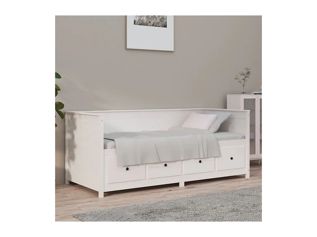 Lit - 90x190 cm Blanc Bois de pin massif WVGQ4640