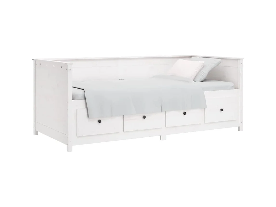 Lit - 90x190 cm Blanc Bois de pin massif WVGQ4640
