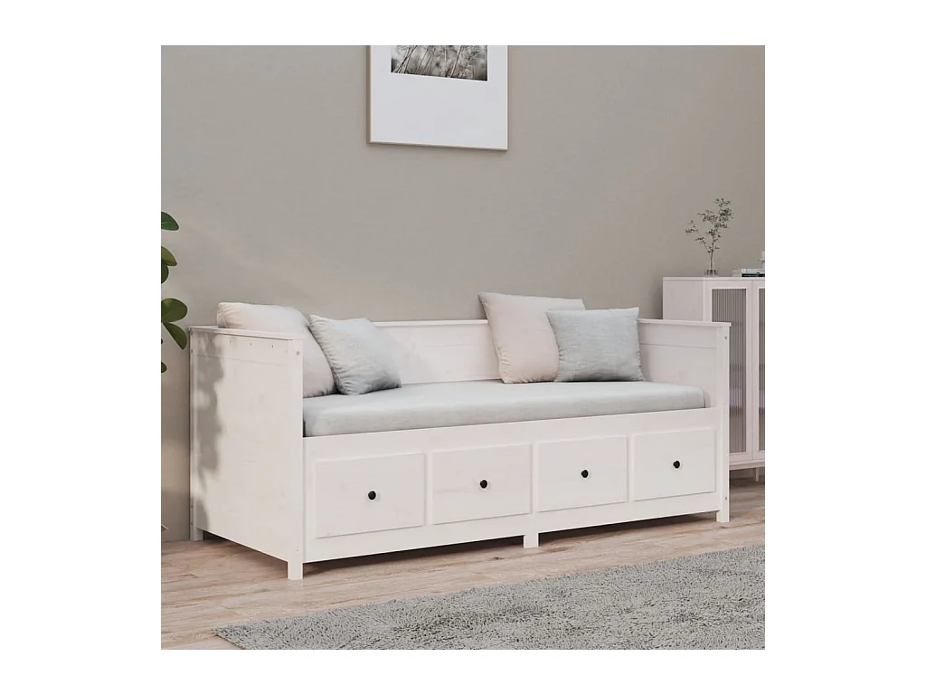 Lit - 90x190 cm Blanc Bois de pin massif WVGQ4640
