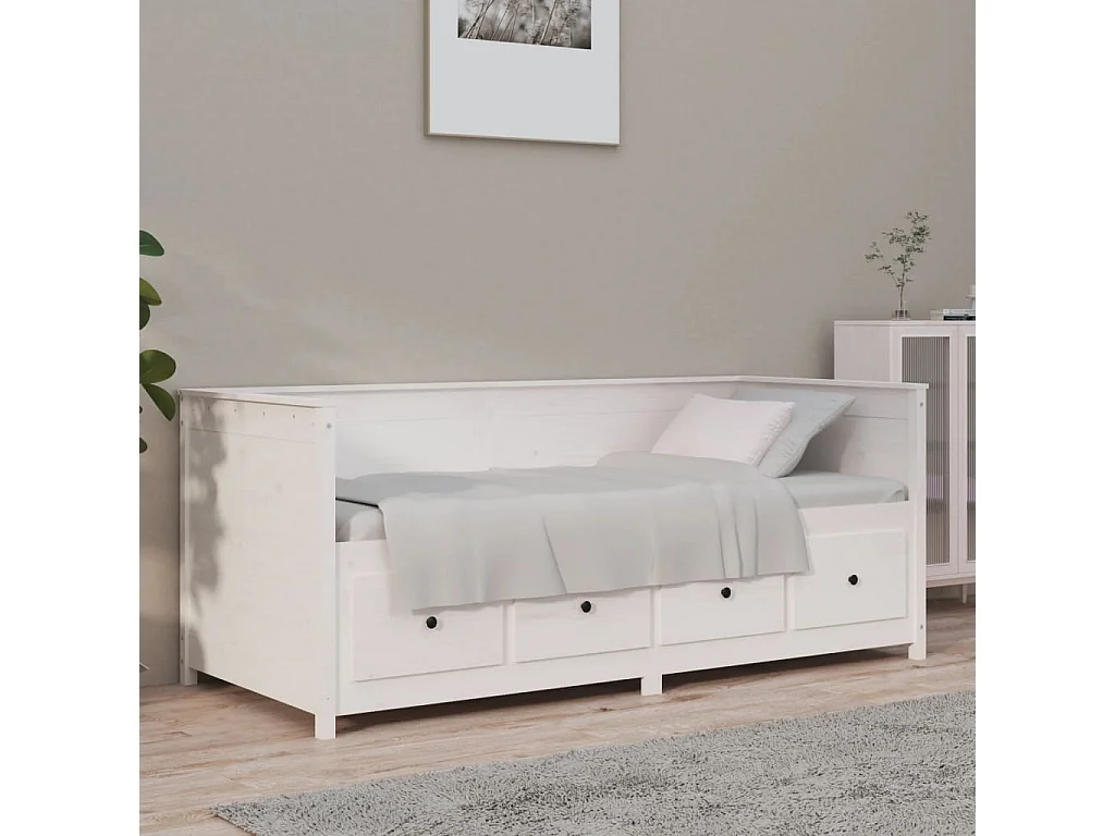 Lit - 90x190 cm Blanc Bois de pin massif WVGQ4640