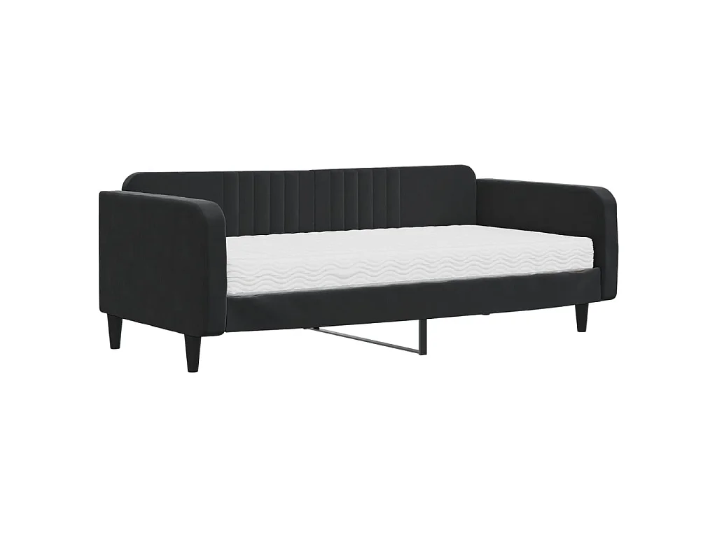 Lit - 100x200 cm avec matelas noir velours WVGQ4330
