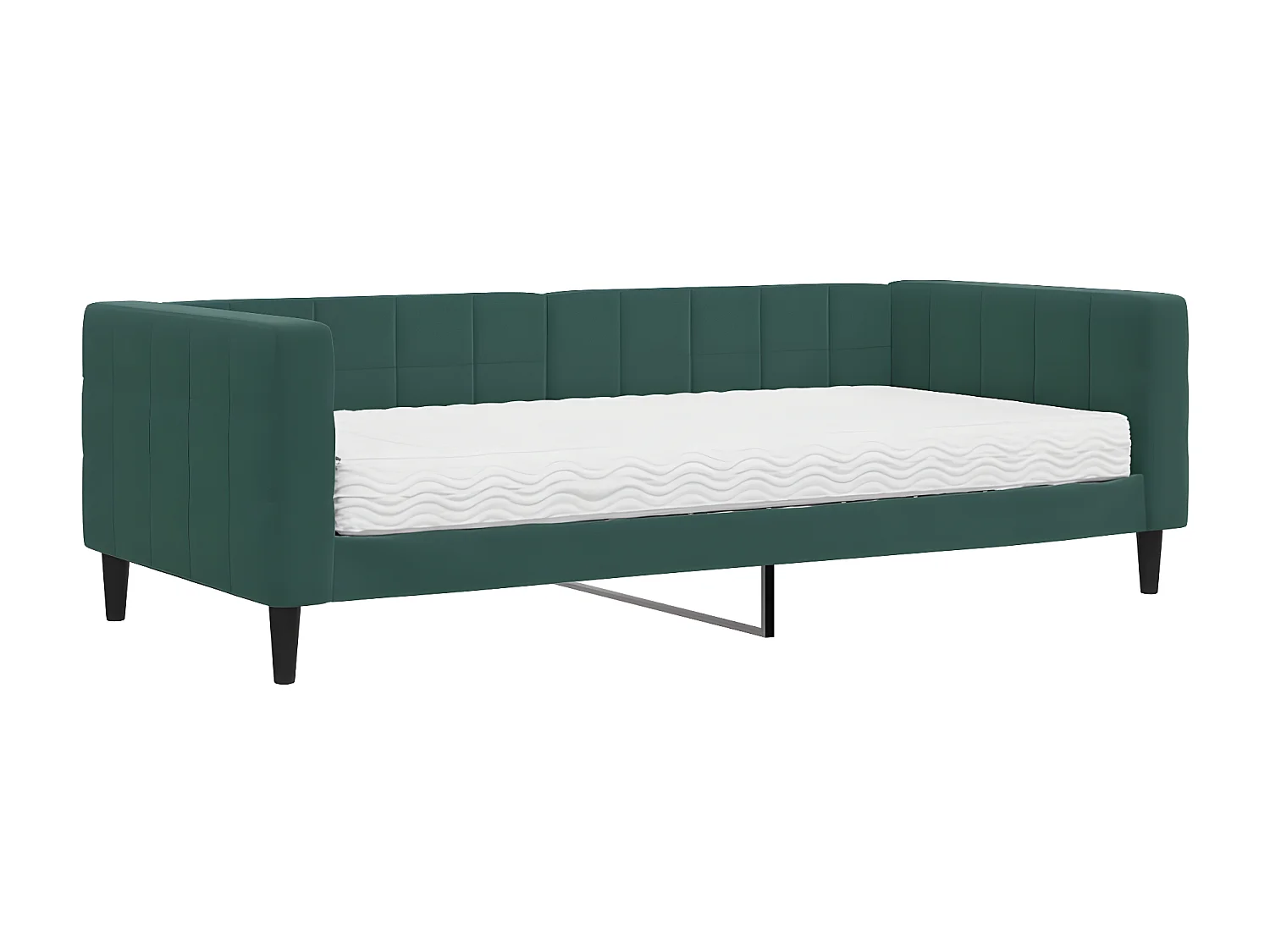 Lit - 90x200 cm avec matelas vert foncé velours WVGQ1677