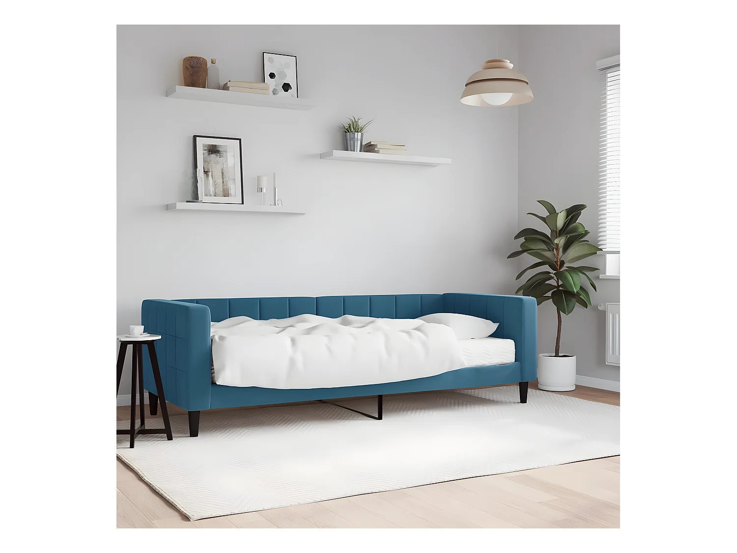 Lit - 80x200 cm avec matelas bleu velours WVGQ1186