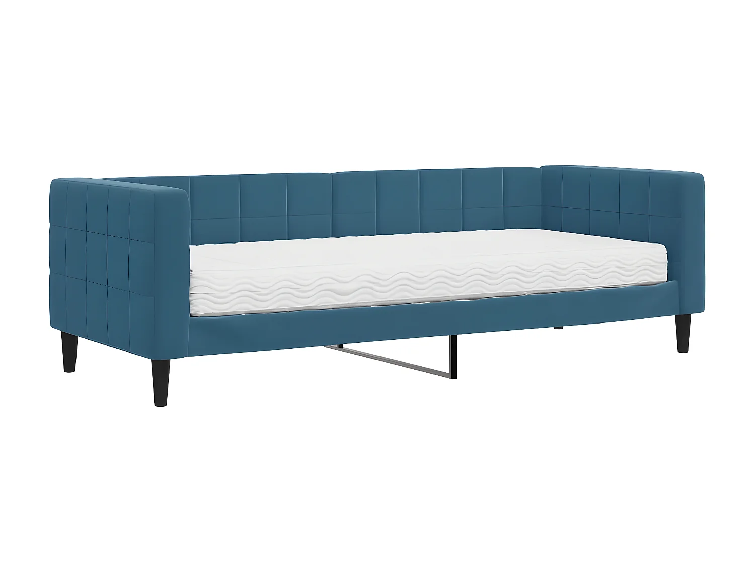Sofá cama - 80x200 cm con colchón terciopelo azul ES26751