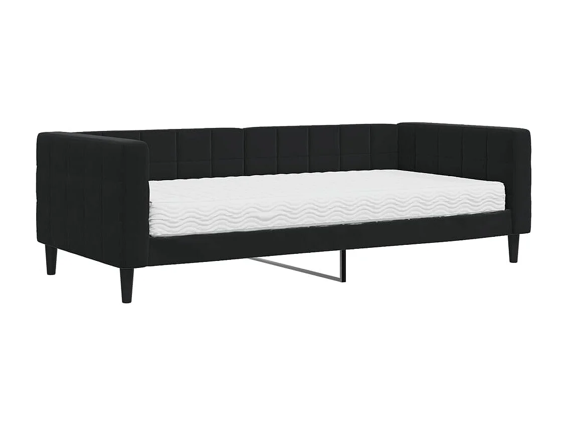 Lit - 90x200 cm avec matelas noir velours WVGQ5879