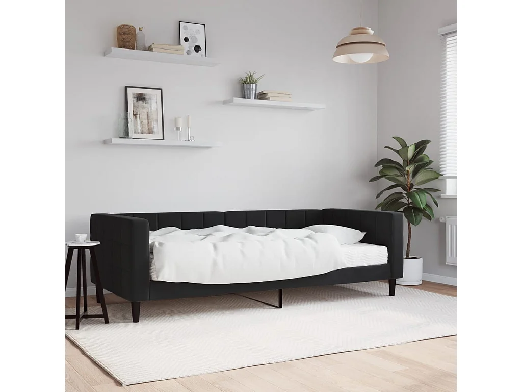 Lit - 90x200 cm avec matelas noir velours WVGQ5879