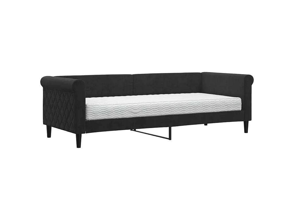 Lit - 80x200 cm avec matelas noir velours WVGQ7934