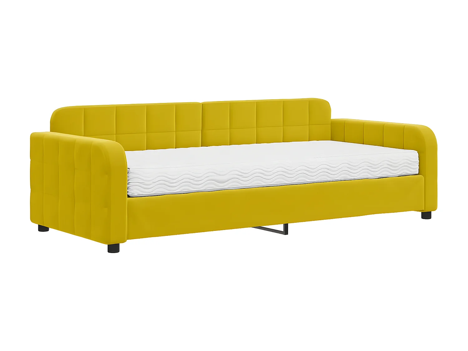 Lit - 90x200 cm avec matelas jaune velours WVGQ6522