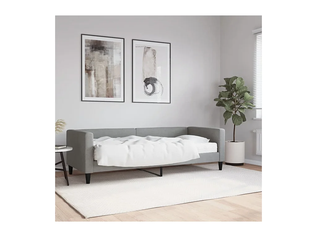 Lit - 80x200 cm avec matelas gris clair tissu WVGQ6441