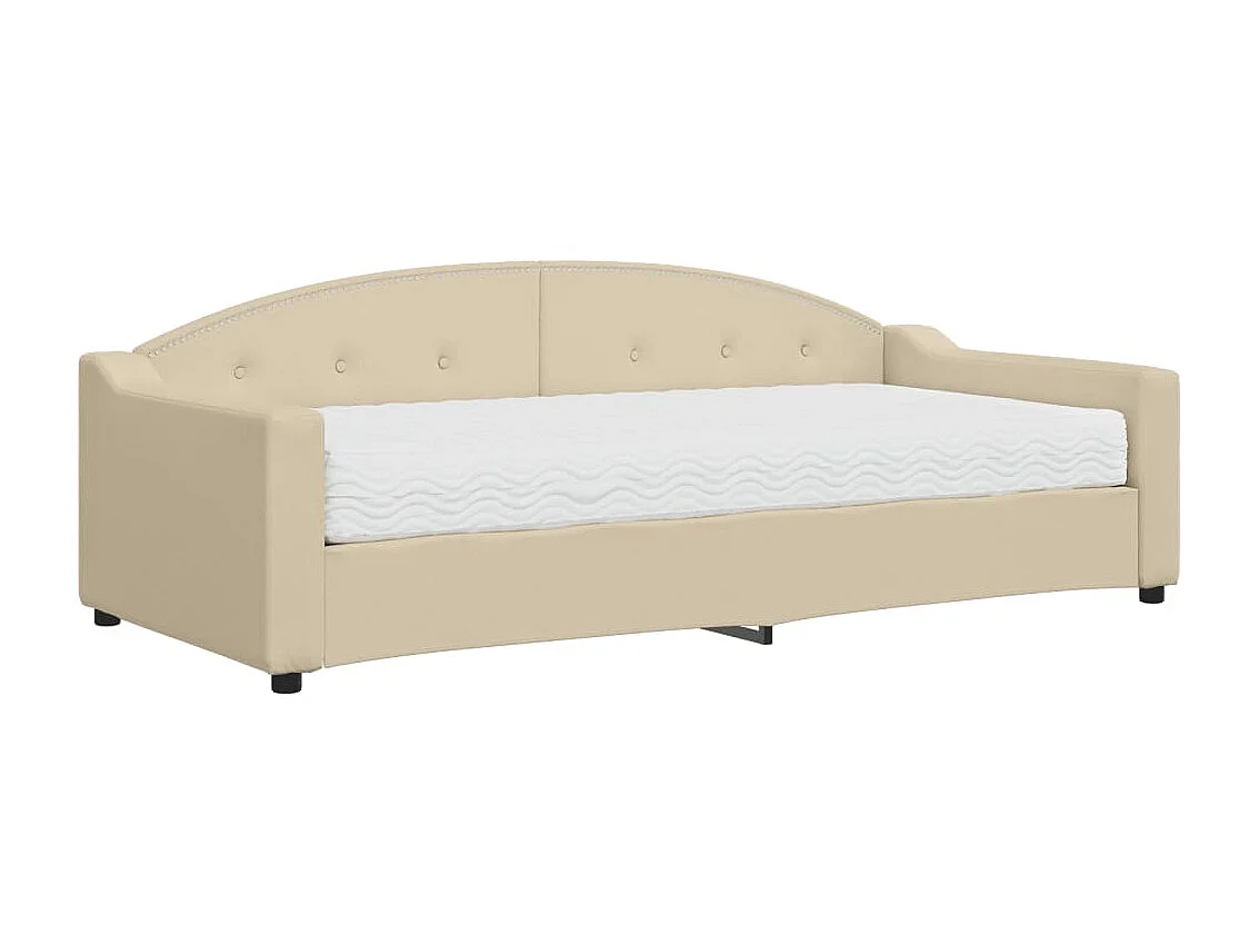 Lit - 90x200 cm avec matelas crème tissu WVGQ6388