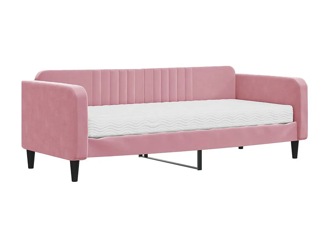 Lit - 90x200 cm avec matelas rose velours WVGQ2171