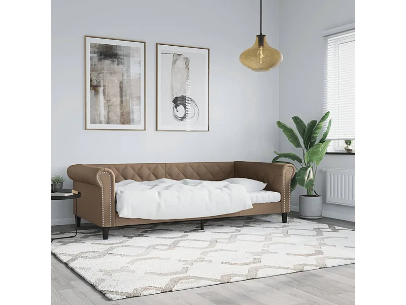 Sofá-cama 90x200 cm couro artificial cor cappuccino PT425285