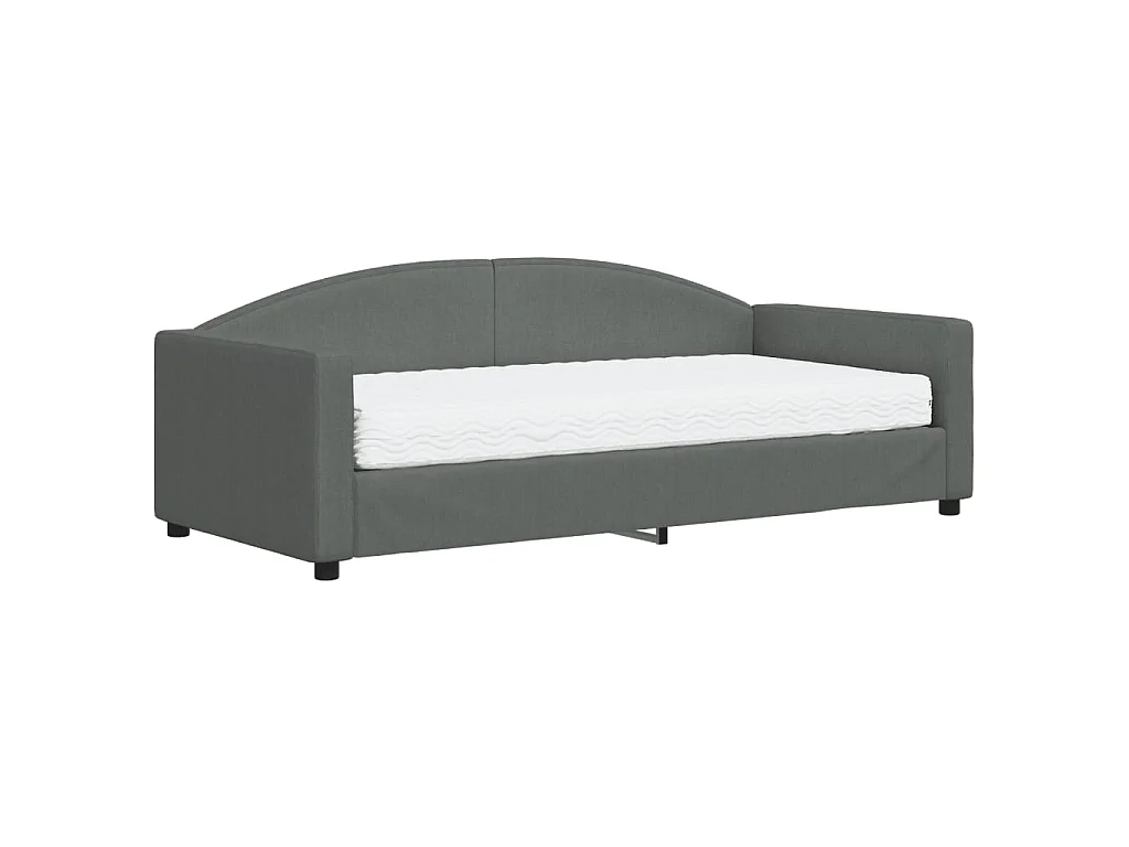 Lit - 90x190 cm avec matelas gris foncé tissu WVGQ9069