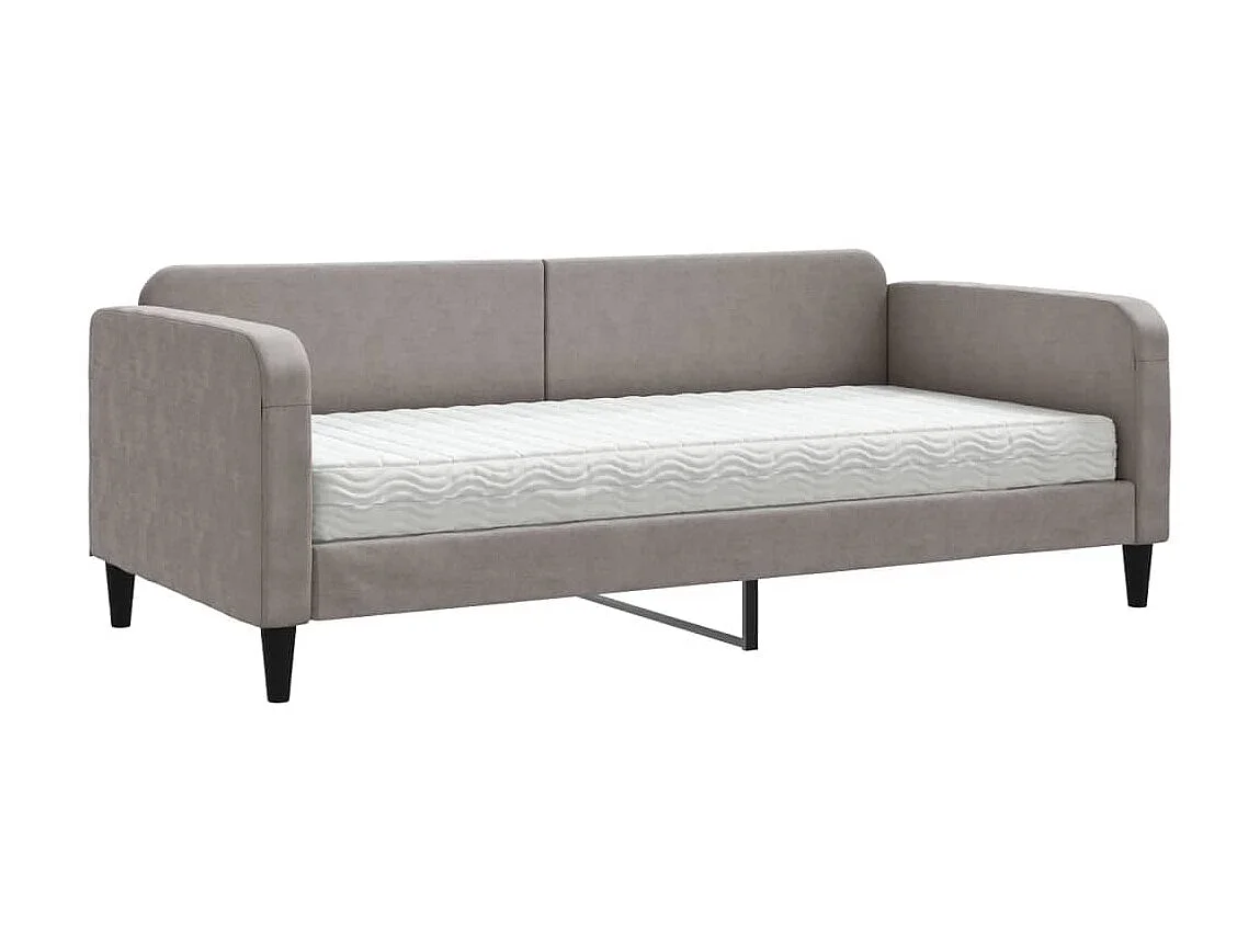 Lit - 90x200 cm avec matelas taupe tissu WVGQ7089