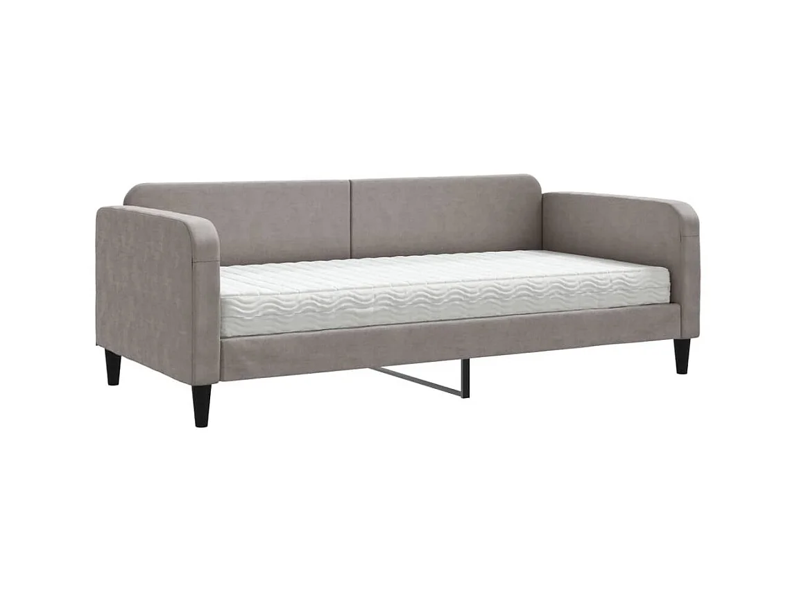 Cama com colchão 90x200 cm tecido cinzento-acastanhado PT575235