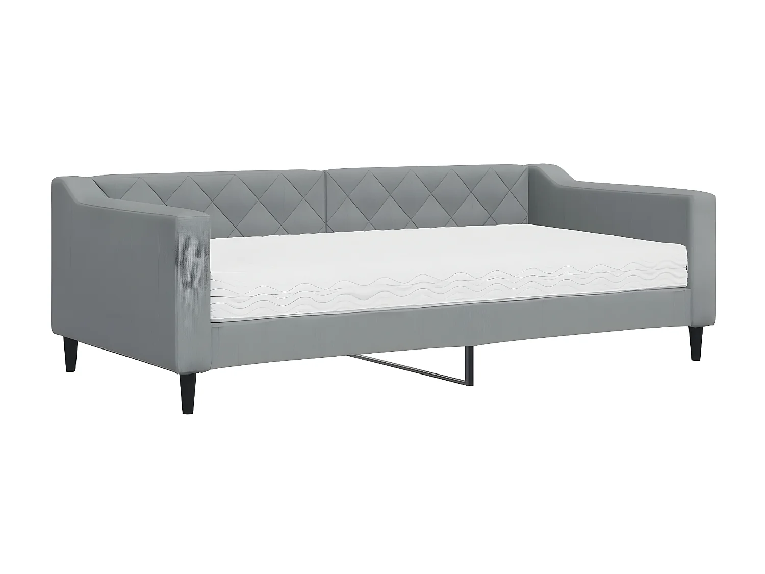 Lit - 90x190 cm avec matelas gris clair tissu ASW69573