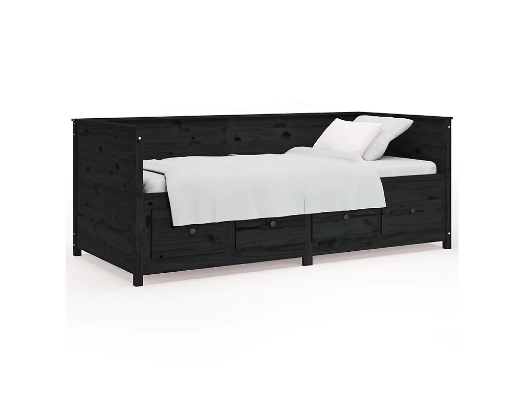 Slaapbank 90x190 cm massief grenenhout zwart NL82867